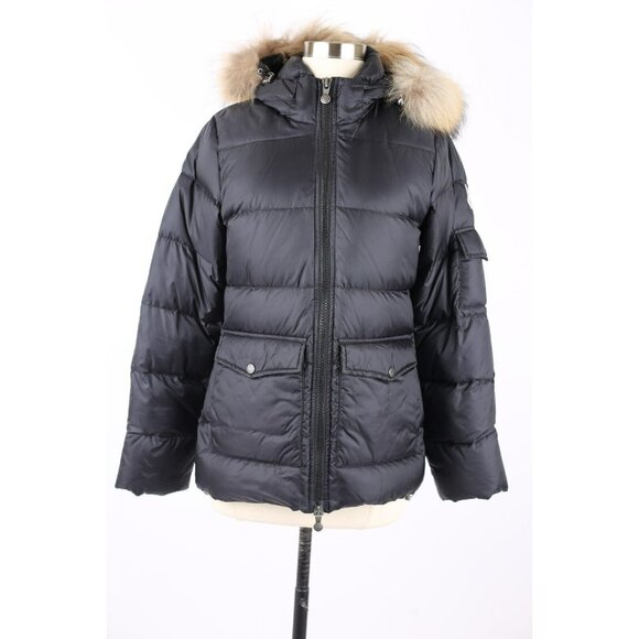 Pyrenex Down Puffer Jacket w/ Fur Hood SZ 34/ Small Black - Picture 1 of 11